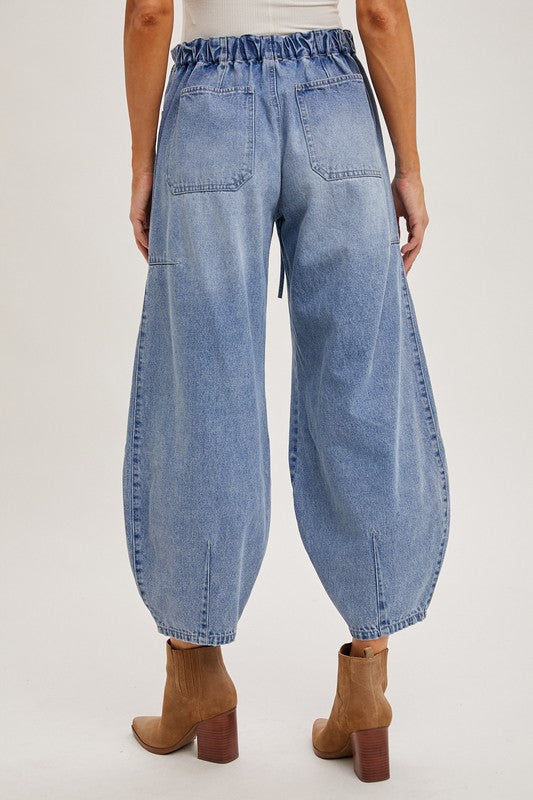 Drawstring Barrel Jeans