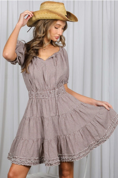 Gingham Ruffle Hem Dress