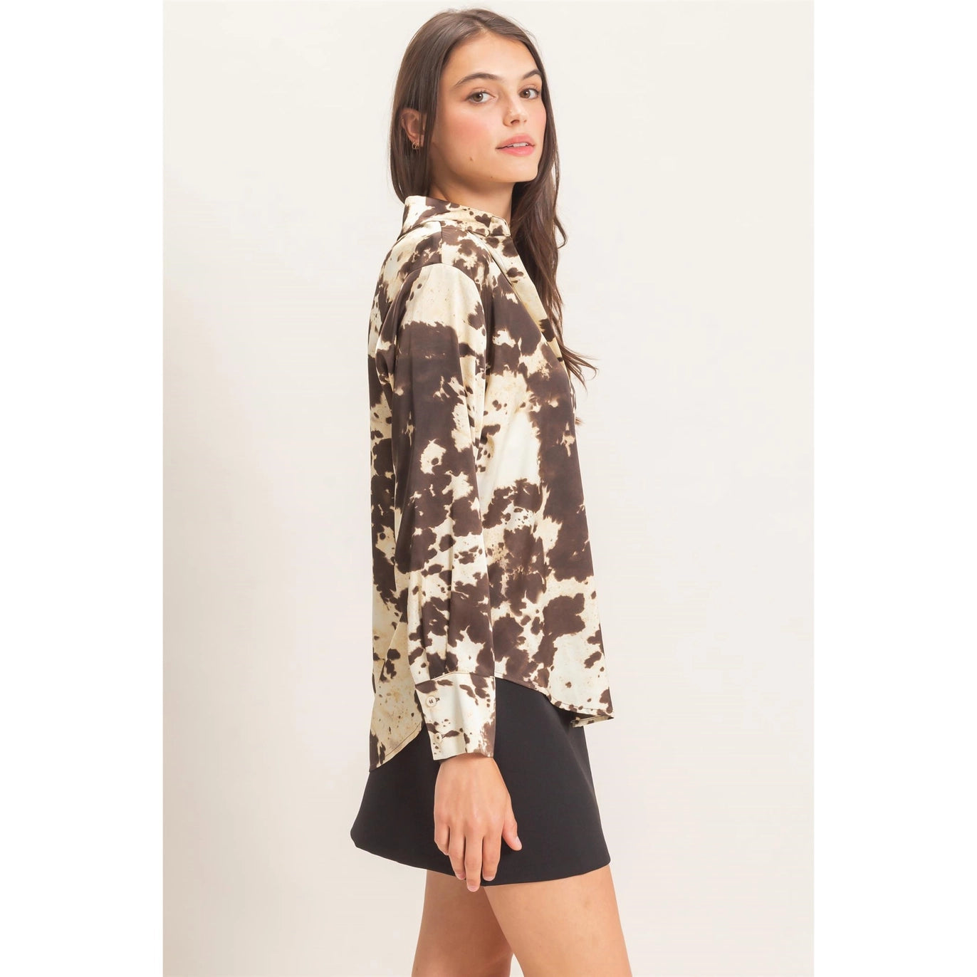 Satin Cow Print Blouse