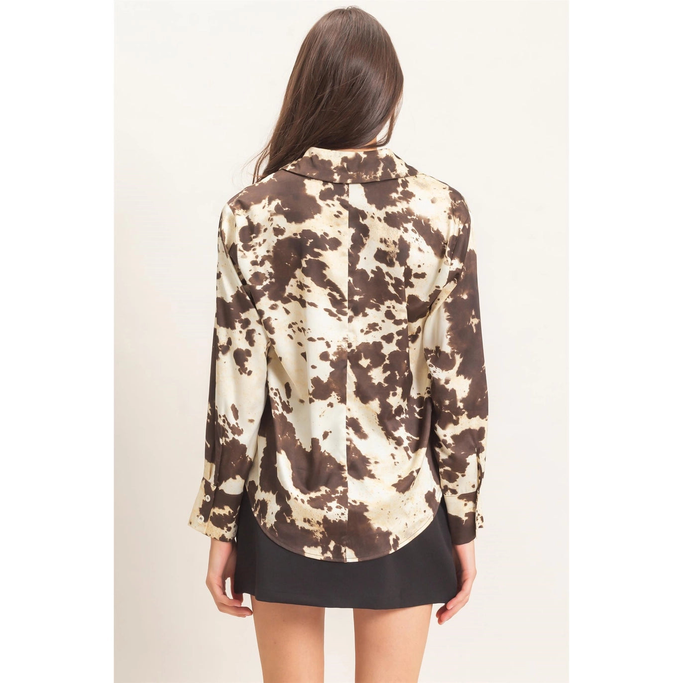 Satin Cow Print Blouse