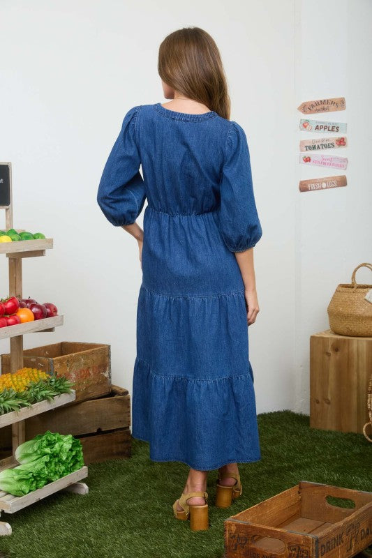 Front Tie Denim Dress
