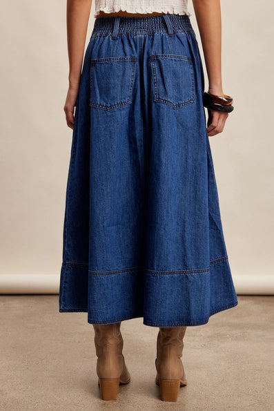 Button Front Denim Maxi