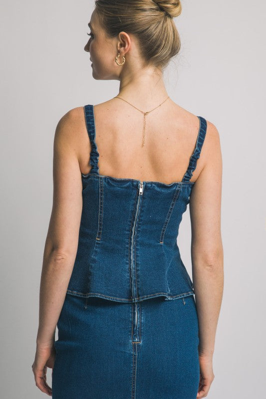 Denim Peplum Top