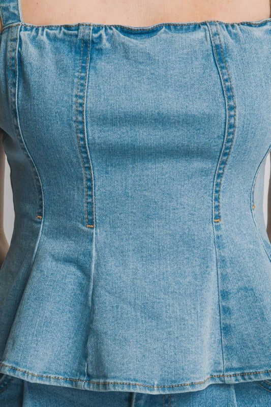 Denim Peplum Top