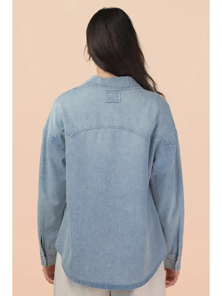 Snap Button Denim Shacket