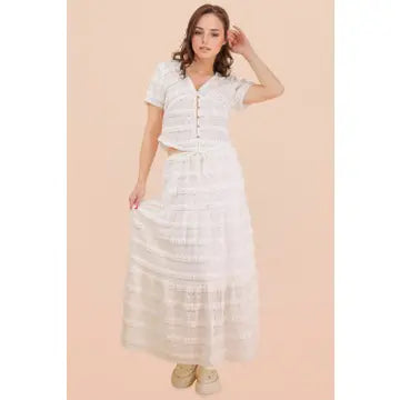 Tiered Lace Maxi Skirt