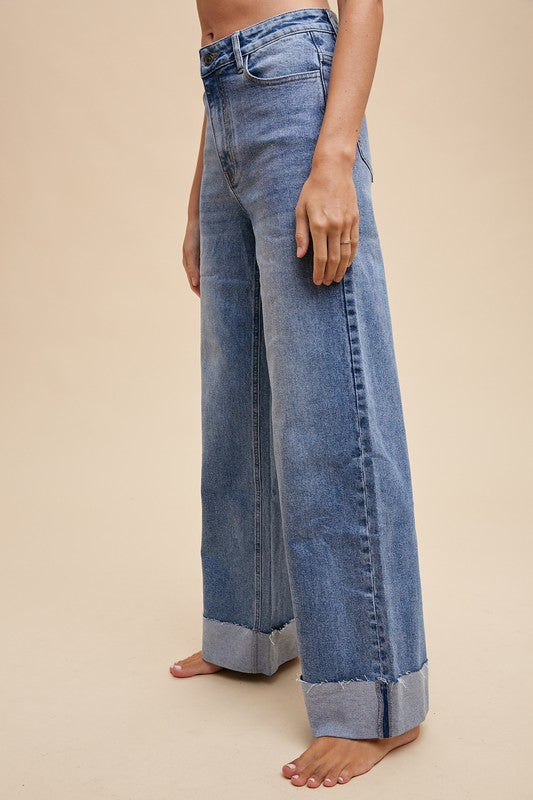 High Rise Cuffed Jeans