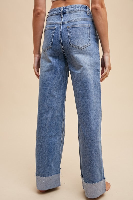 High Rise Cuffed Jeans