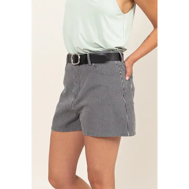 Pinstripe High Waist Shorts