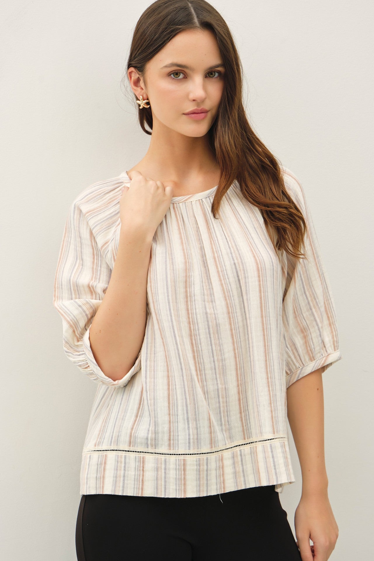 Striped Gauze Top