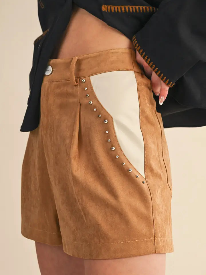 Studded Suede Shorts