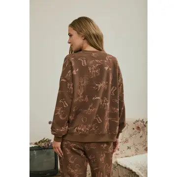 Western Print Crewneck